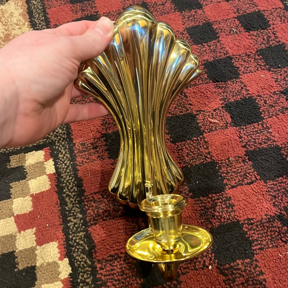 Vintage Brass seashell wall sconce
